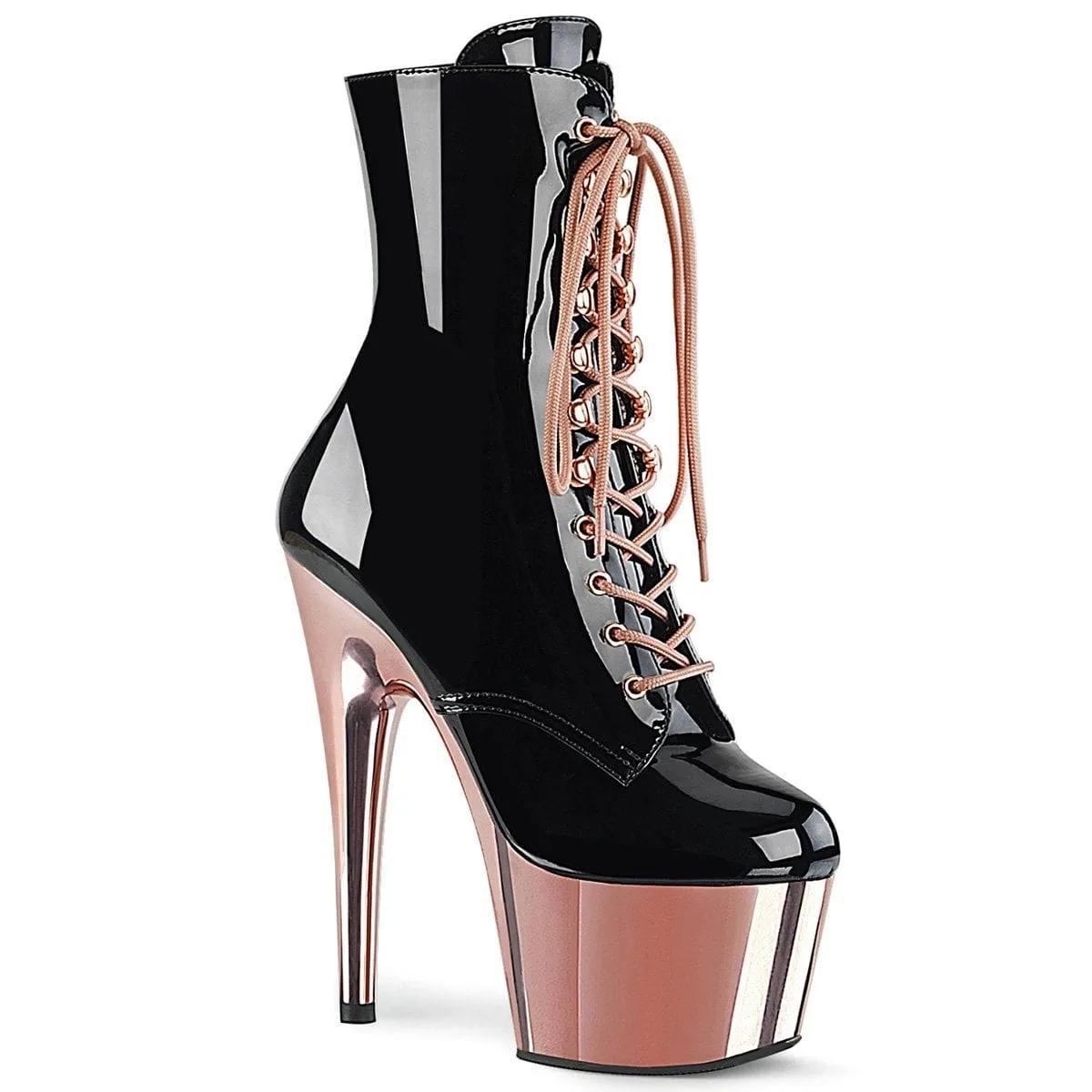 ADORE-1020 Black Patent/Rose Gold Chrome