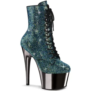 ADORE-1020CHRS Turquoise Multi Rhinestones/Pewter Chrome