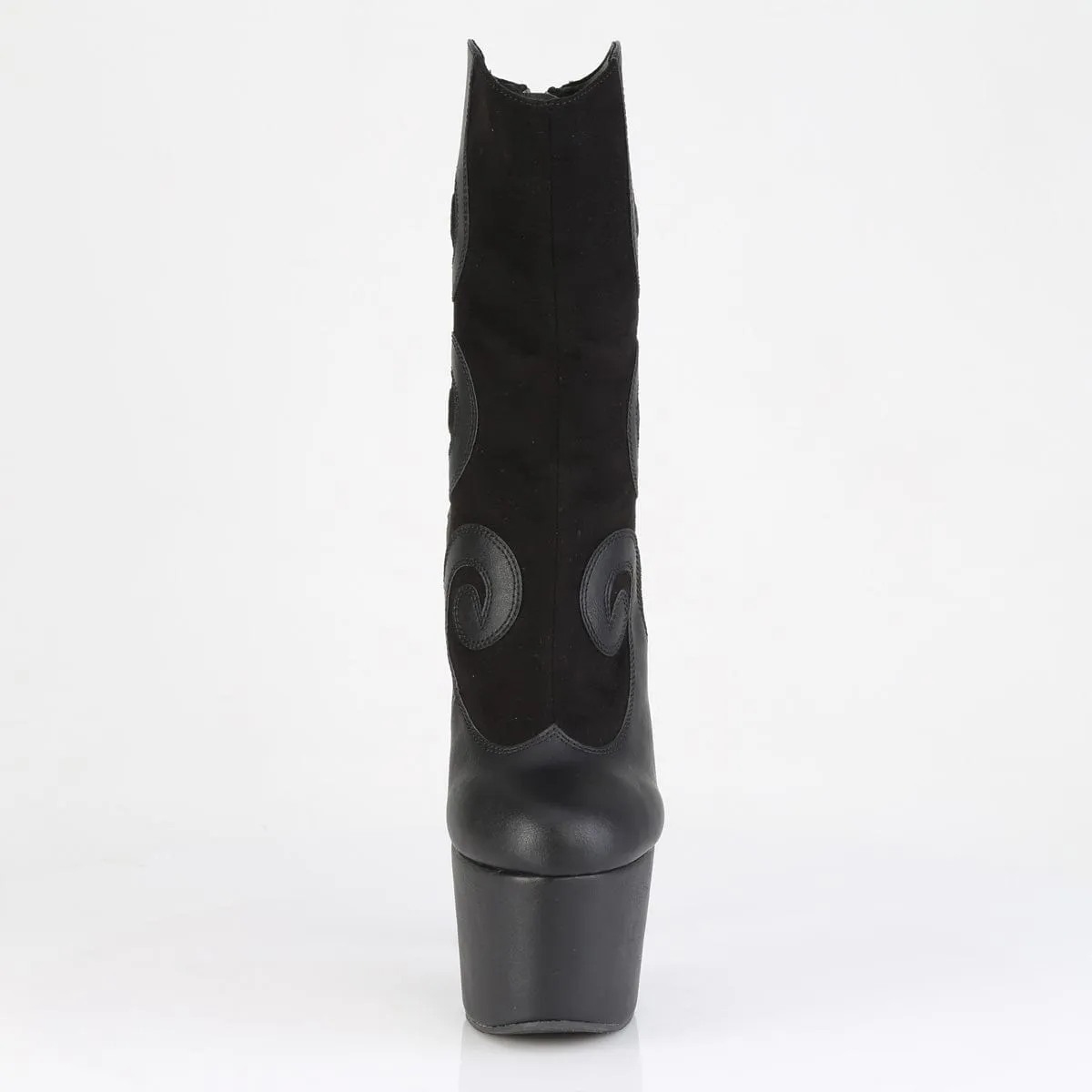 ADORE-1034 Black Faux Suede-Faux Leather/Black Matte