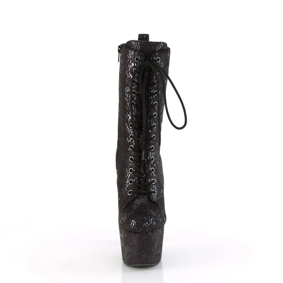 ADORE-1040S Platform  Black Oil Slick Metallic Snake Print Fabric/M