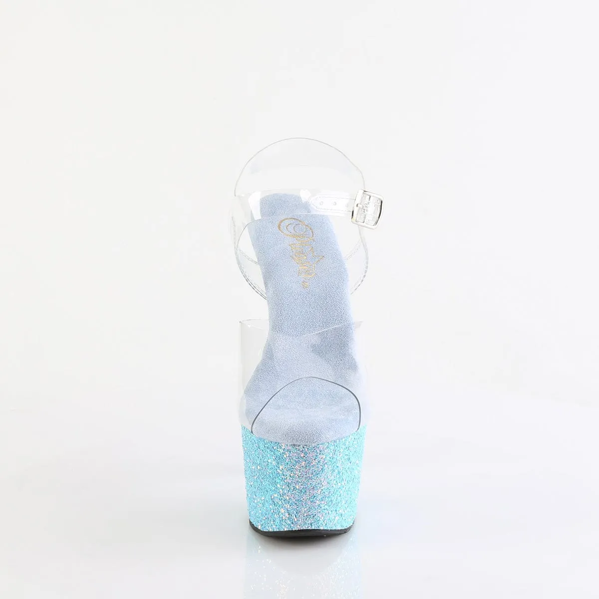 ADORE-708LG Clear/Baby Blue Glitter