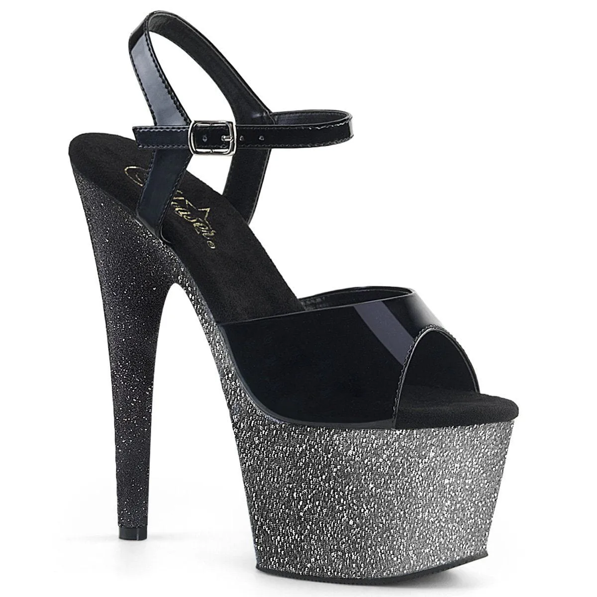 ADORE-709OMBRE Black Patent/Silver-Black Ombre