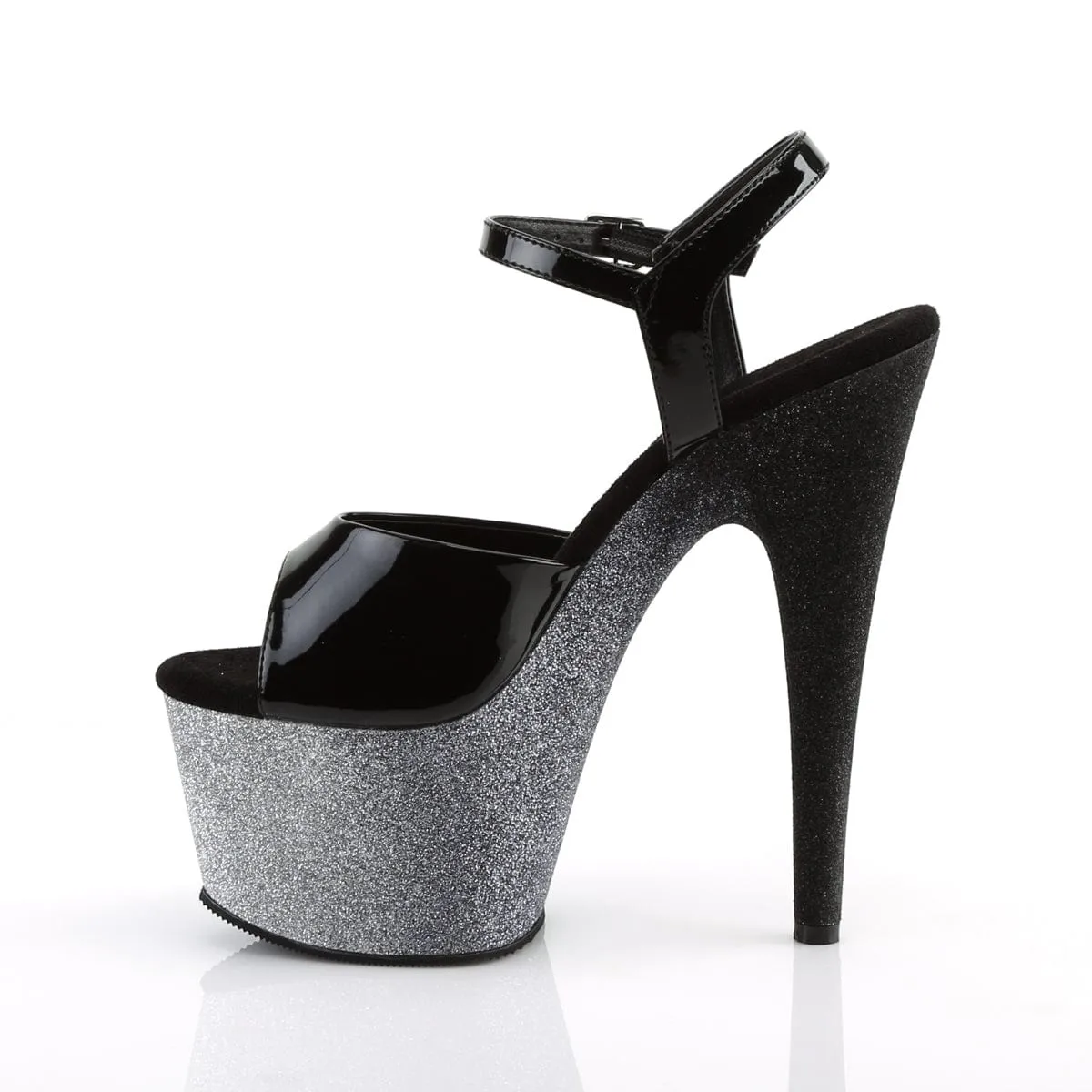 ADORE-709OMBRE Black Patent/Silver-Black Ombre