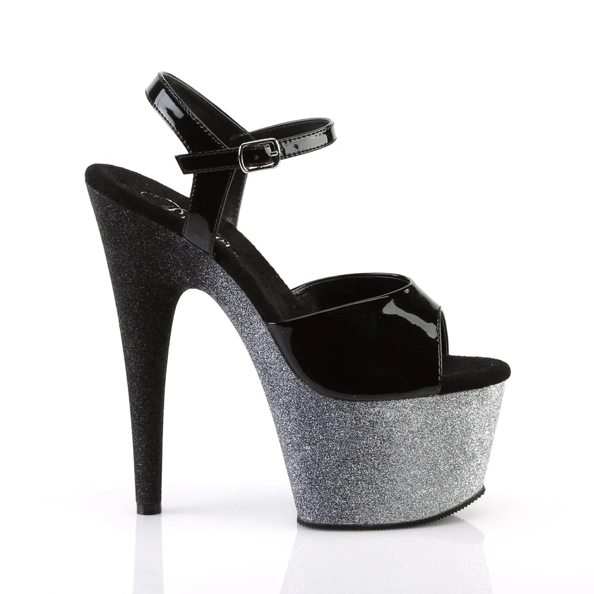 ADORE-709OMBRE Black Patent/Silver-Black Ombre