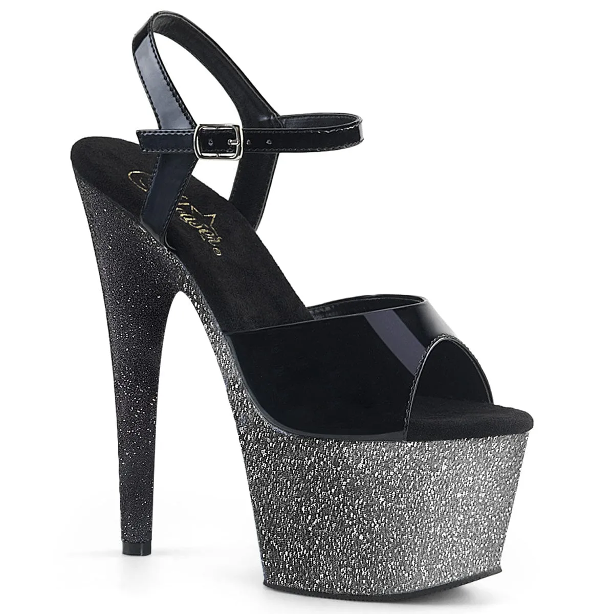 ADORE-709OMBRE Black Patent/Silver-Black Ombre