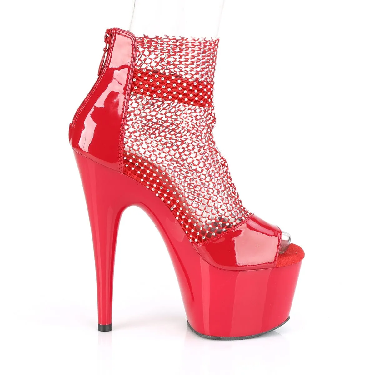 ADORE-765RM Red Patent -Rhinestones Mesh/Red