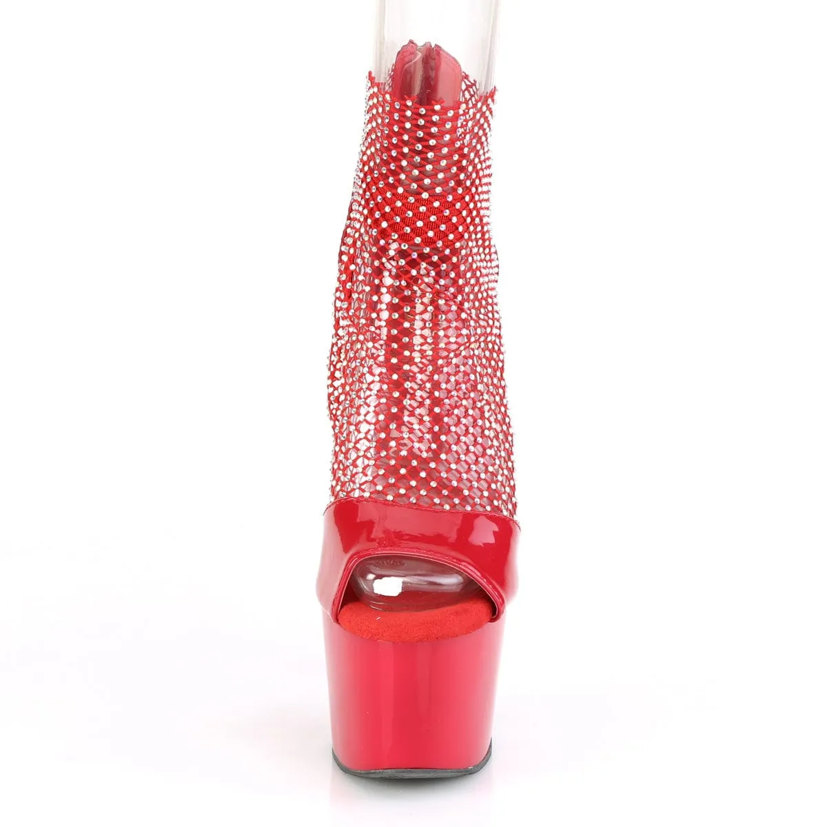 ADORE-765RM Red Patent -Rhinestones Mesh/Red