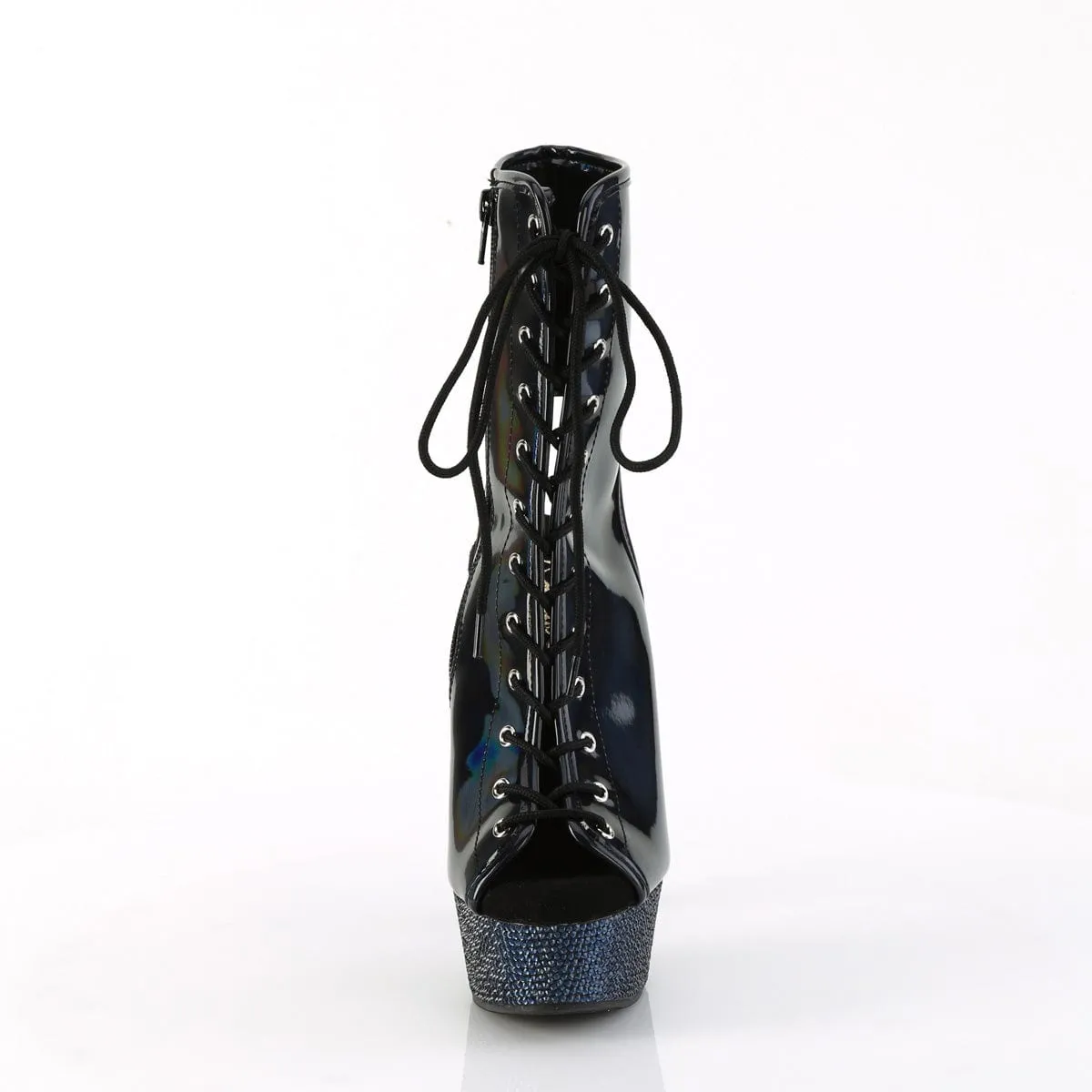 BEJEWELED-1016-6 Black Hologram Patent/Midnight Black Rhinestones