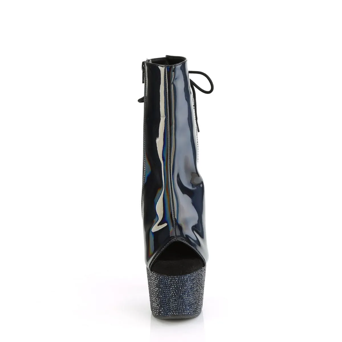 BEJEWELED-1018DM-7 Black Hologram Patent/Midnight Black Rhinestones