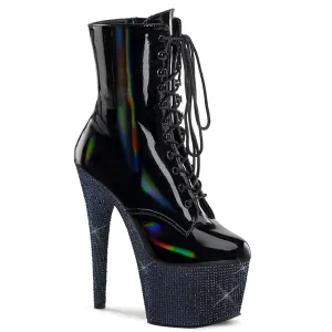 BEJEWELED-1020-7 Black Hologram Patent/Midnight Black Rhinestones