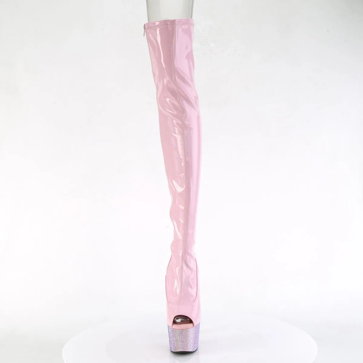 BEJEWELED-3011-7 Baby Pink Stretch Hologram Patent/Baby Pink AB Rhinestones