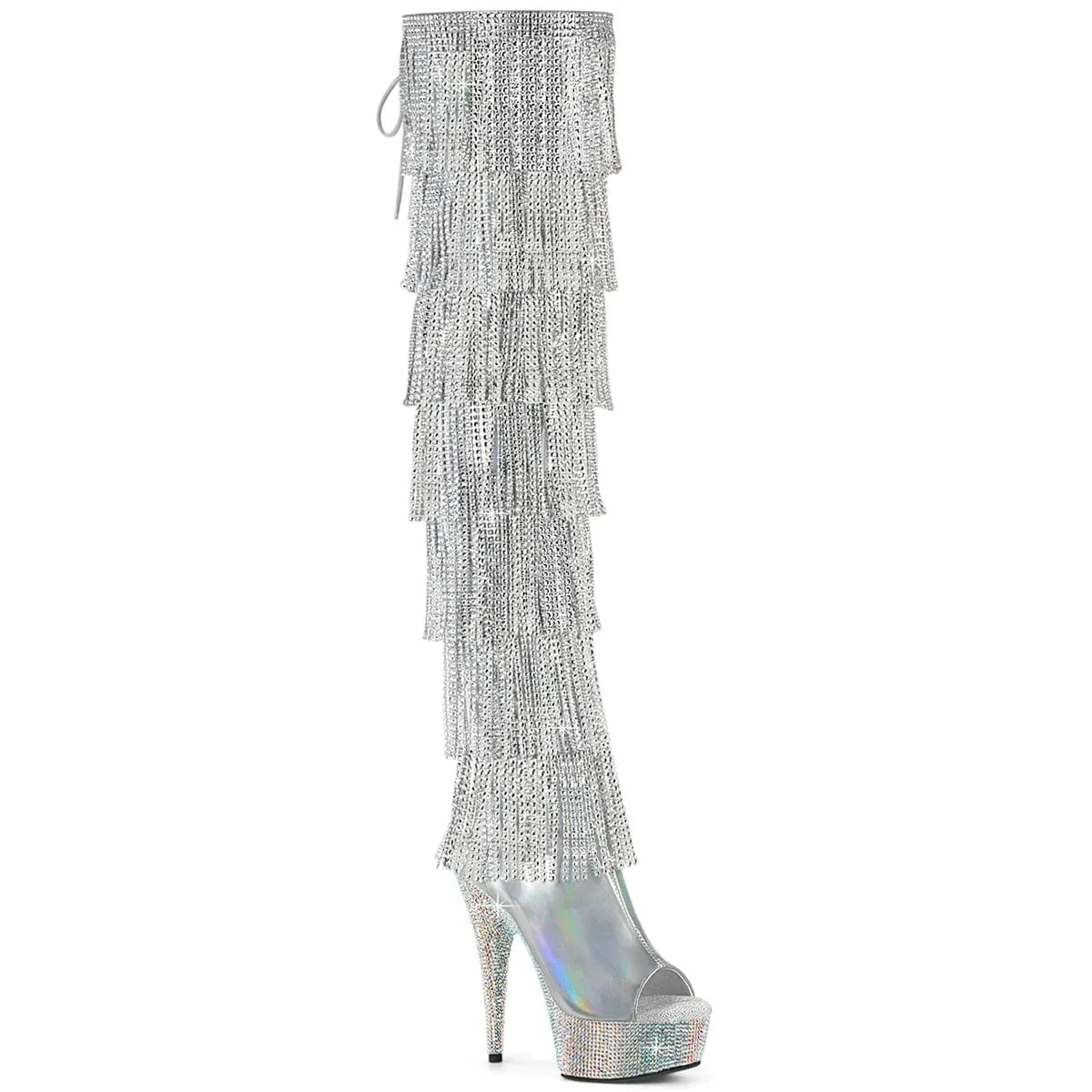 BEJEWELED-3017HG-RSF Silver Holo Metallic Pu/Silver AB RS
