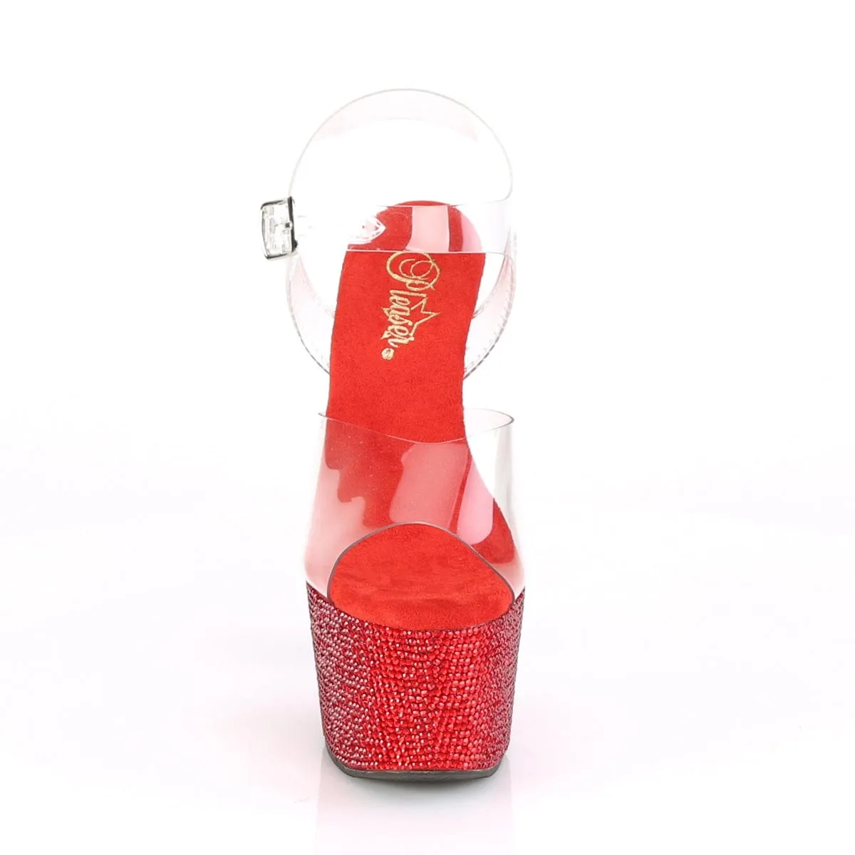 BEJEWELED-708DM Clear/Red Rhinestones