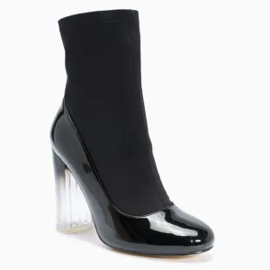 Block Heel Perspex Ankle Sock Boot