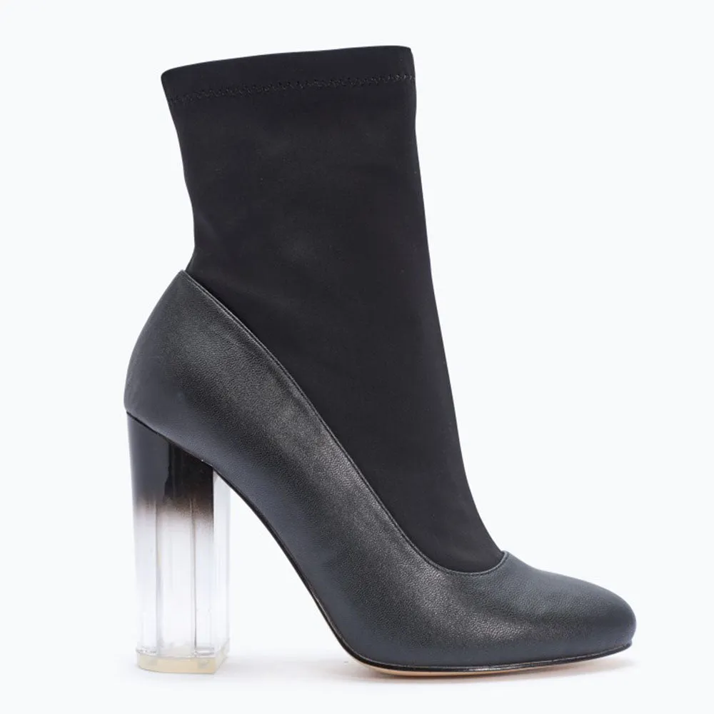 Block Heel Perspex Ankle Sock Boot