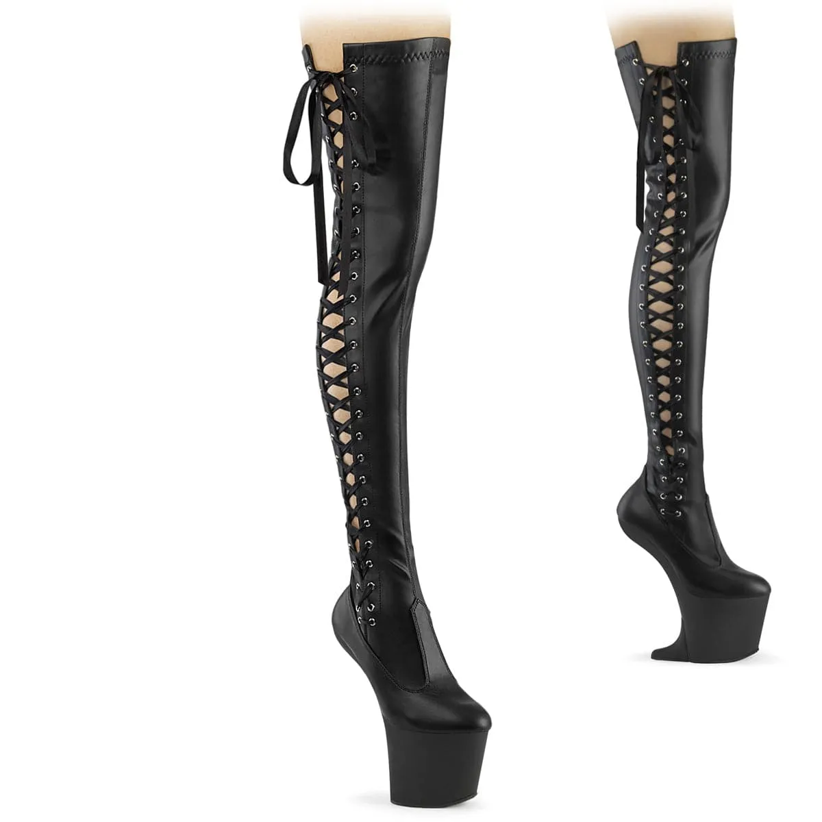 CRAZE-3050 Black Stretch Faux Leather/Black Matte