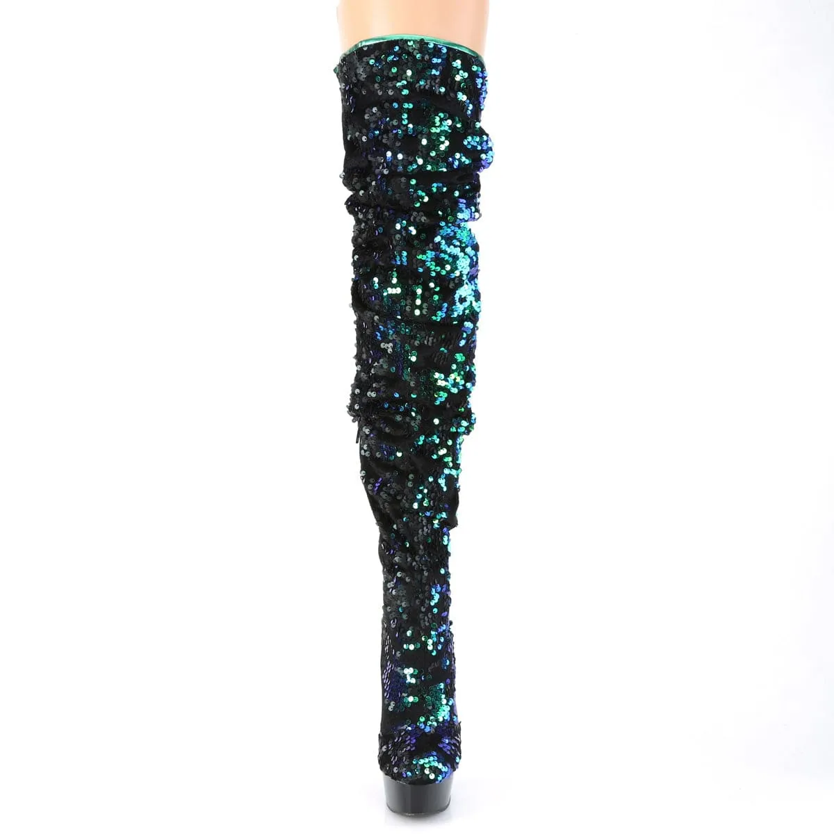 DELIGHT-3004 Green Iridescent Sequins/Black