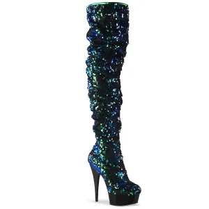 DELIGHT-3004 Green Iridescent Sequins/Black