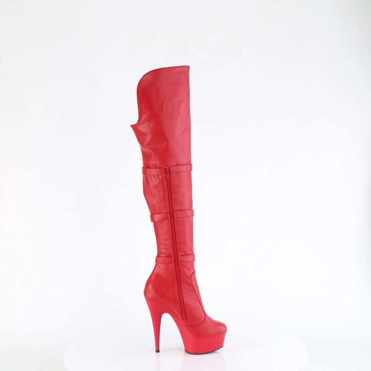 DELIGHT-3018 Red Stretch Faux Leather/Red Matte