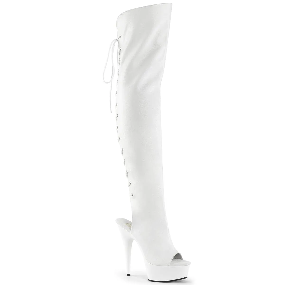 DELIGHT-3019 White Faux Leather/White