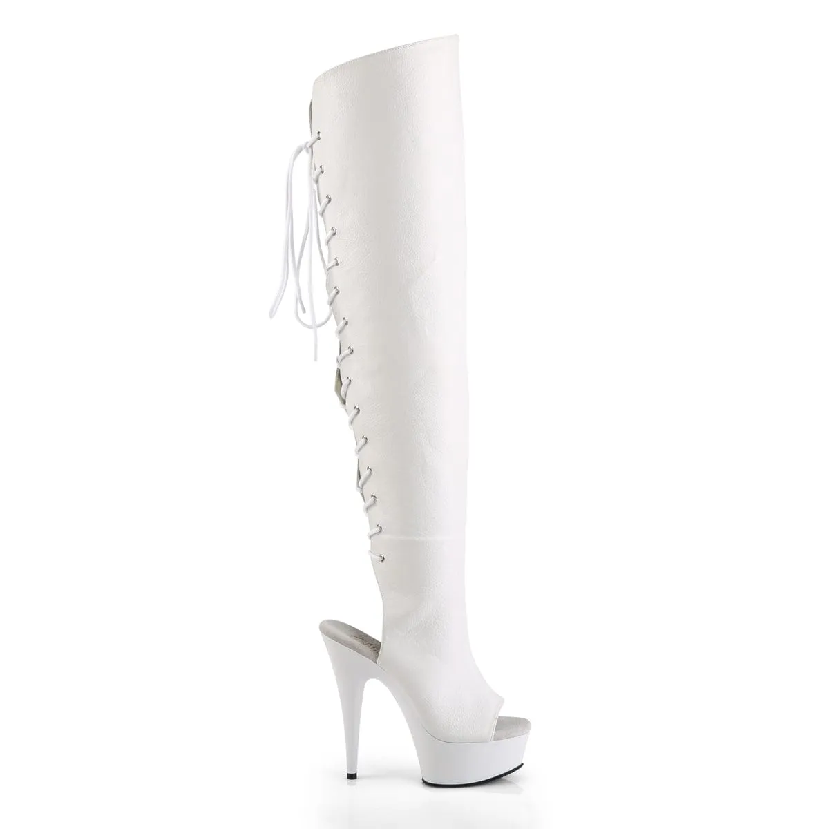 DELIGHT-3019 White Faux Leather/White