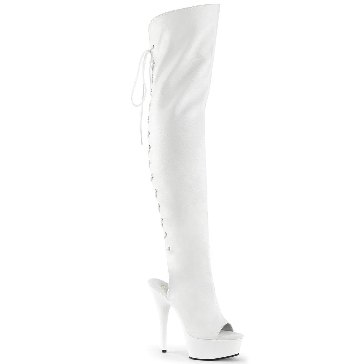 DELIGHT-3019 White Faux Leather/White