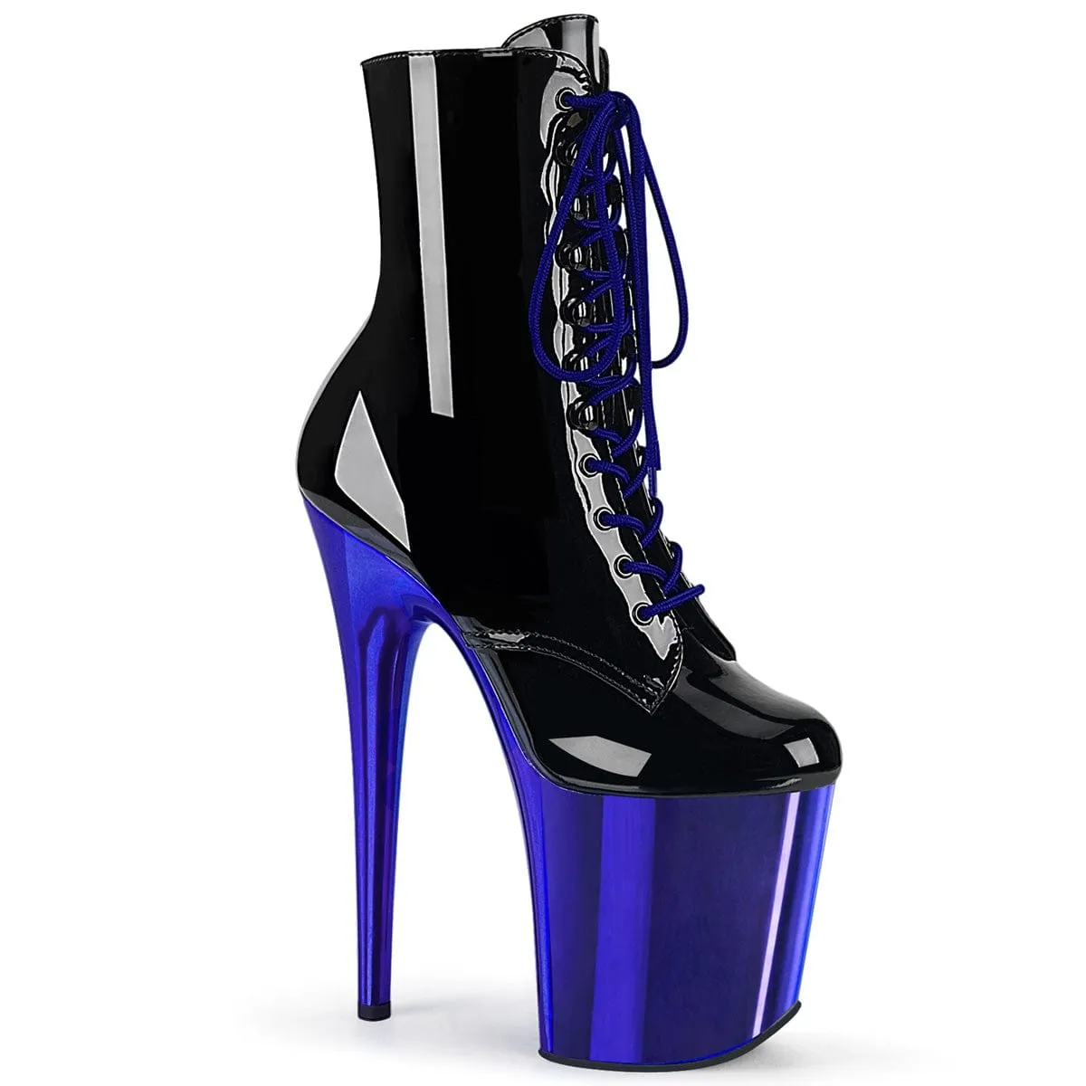 FLAMINGO-1020 Black Patent/Royal Blue Chrome