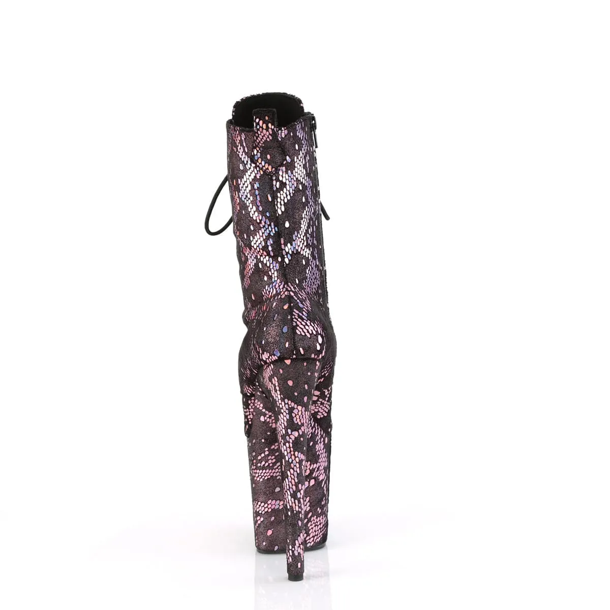 FLAMINGO-1040S Platform  Baby Pink Metallic Hologram Snake Print Fabric/M