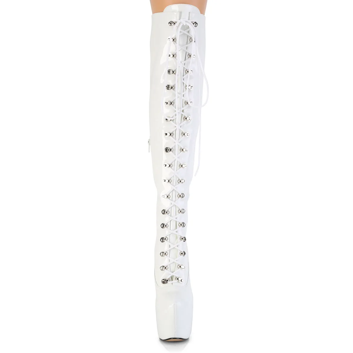 JUBILANT-3012 White Stretch Pat Platform Shoes