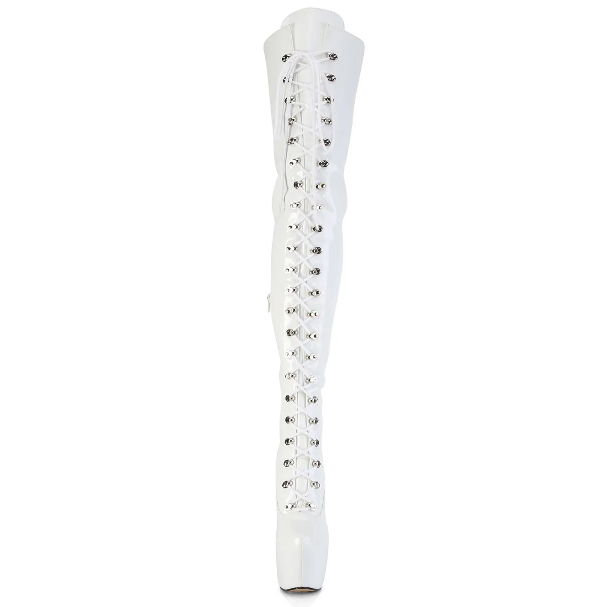 JUBILANT-4012 White Stretch Pat Platform Shoes