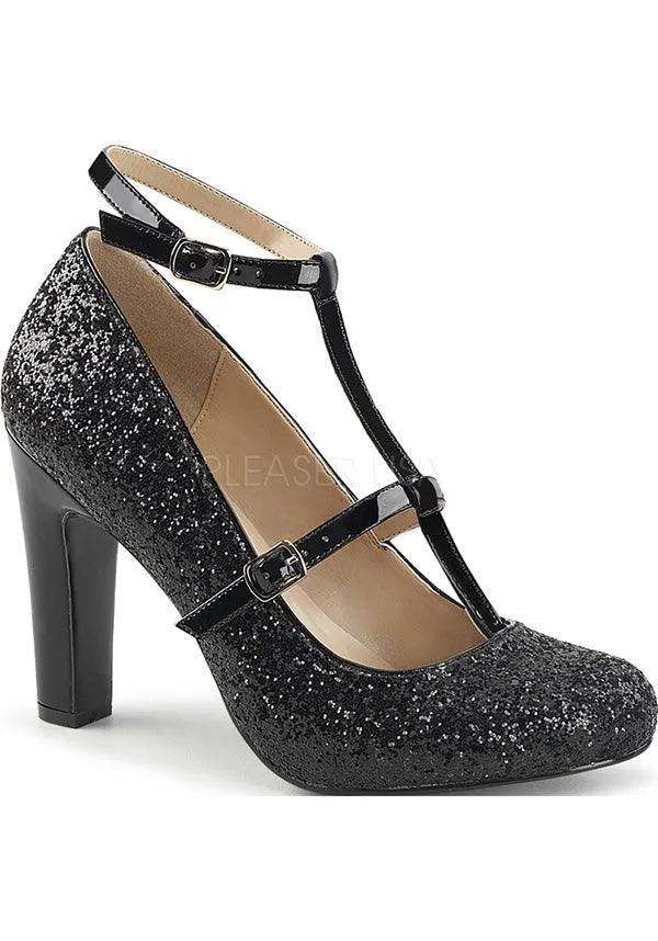 QUEEN-01 [Black Glitter] | HEELS [IN STOCK]**