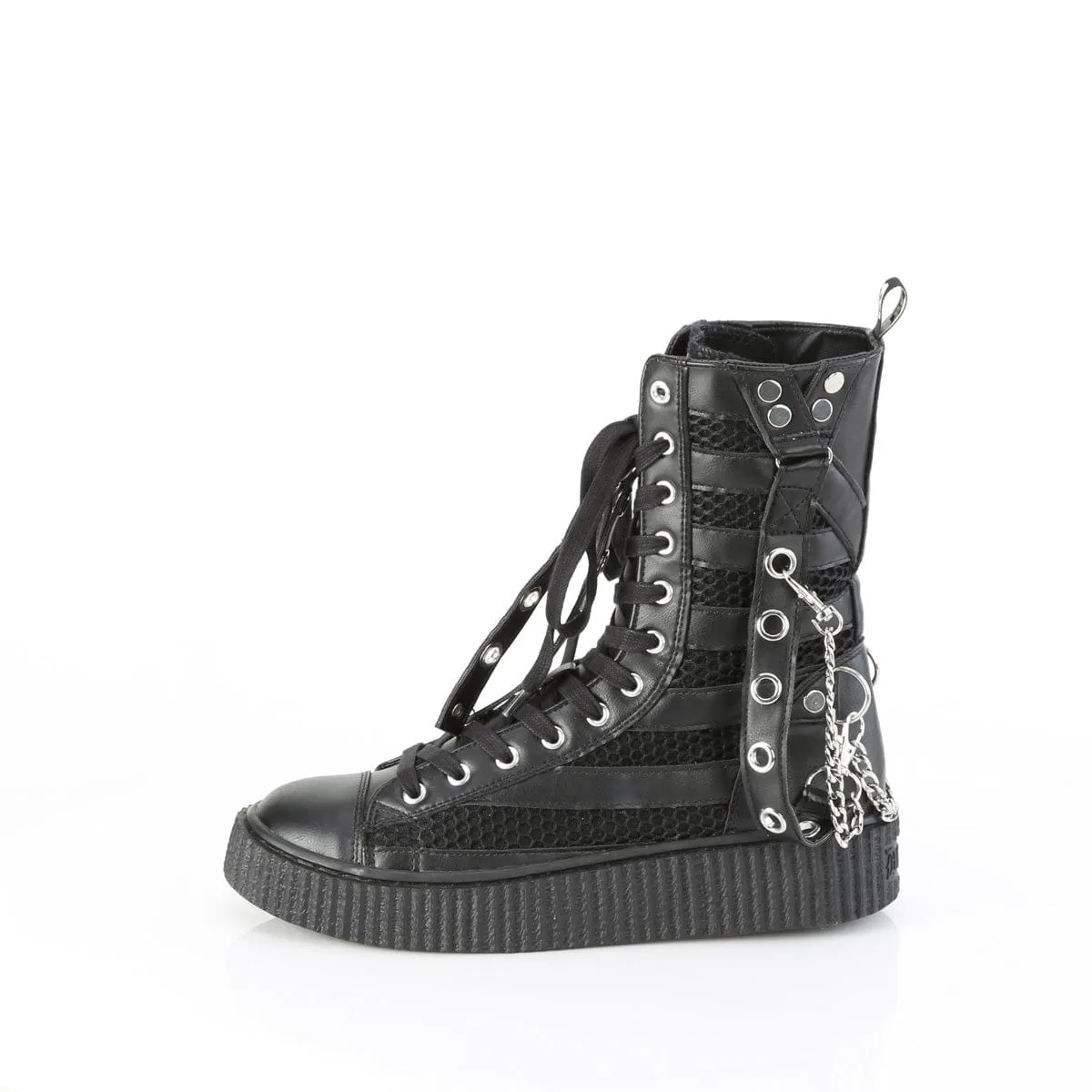 SNEEKER-325 Black Vegan Leather-Fishnet