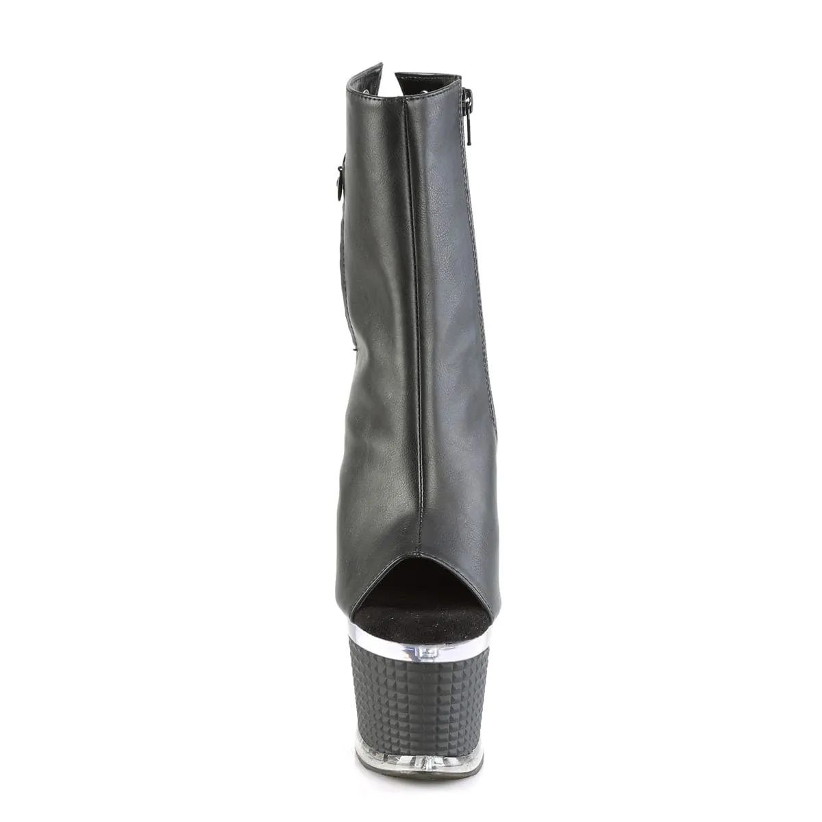 SPECTATOR-1018 Black Faux Leather/Clear-Black Matte