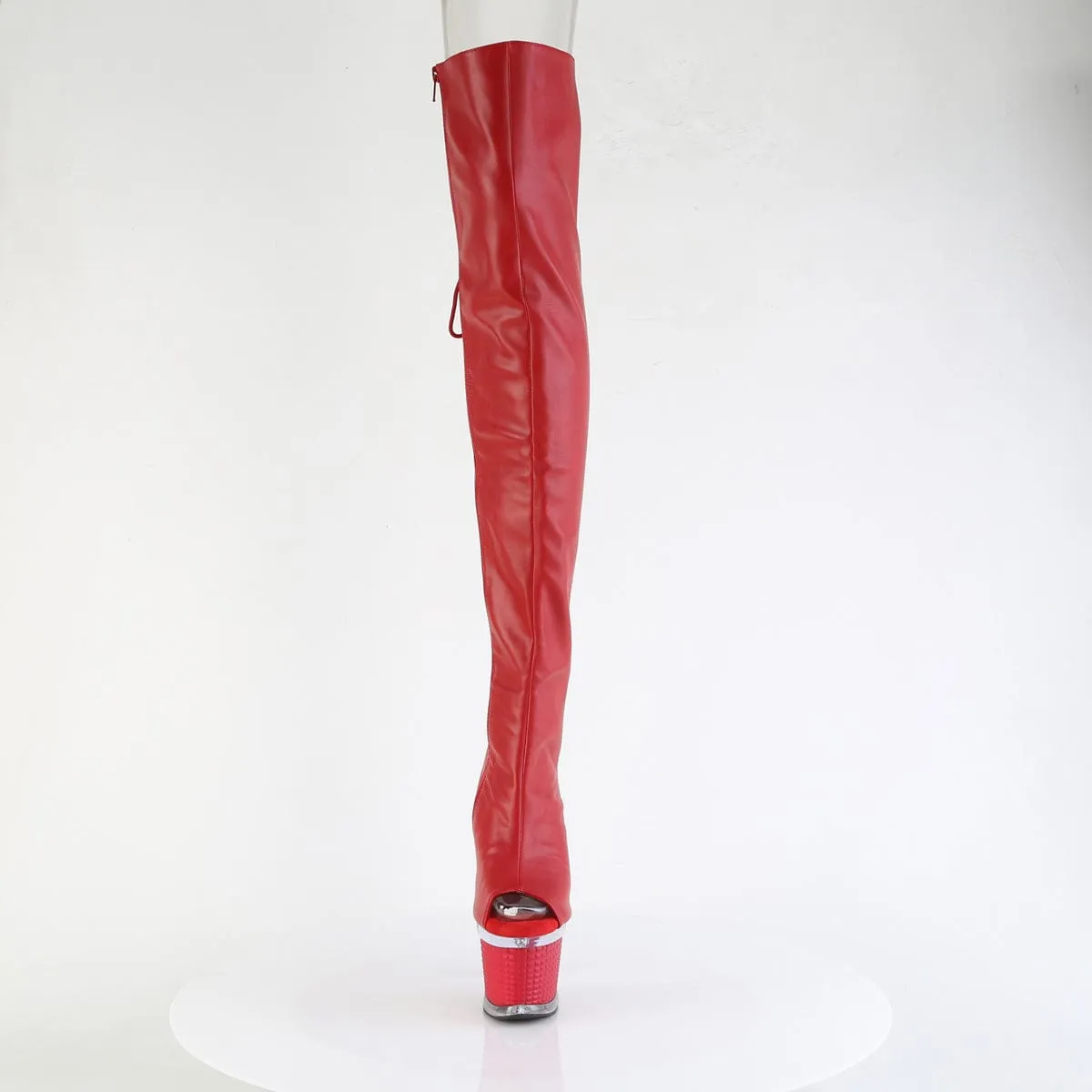 SPECTATOR-3030 Red Faux Leather/Clear-Red Matte