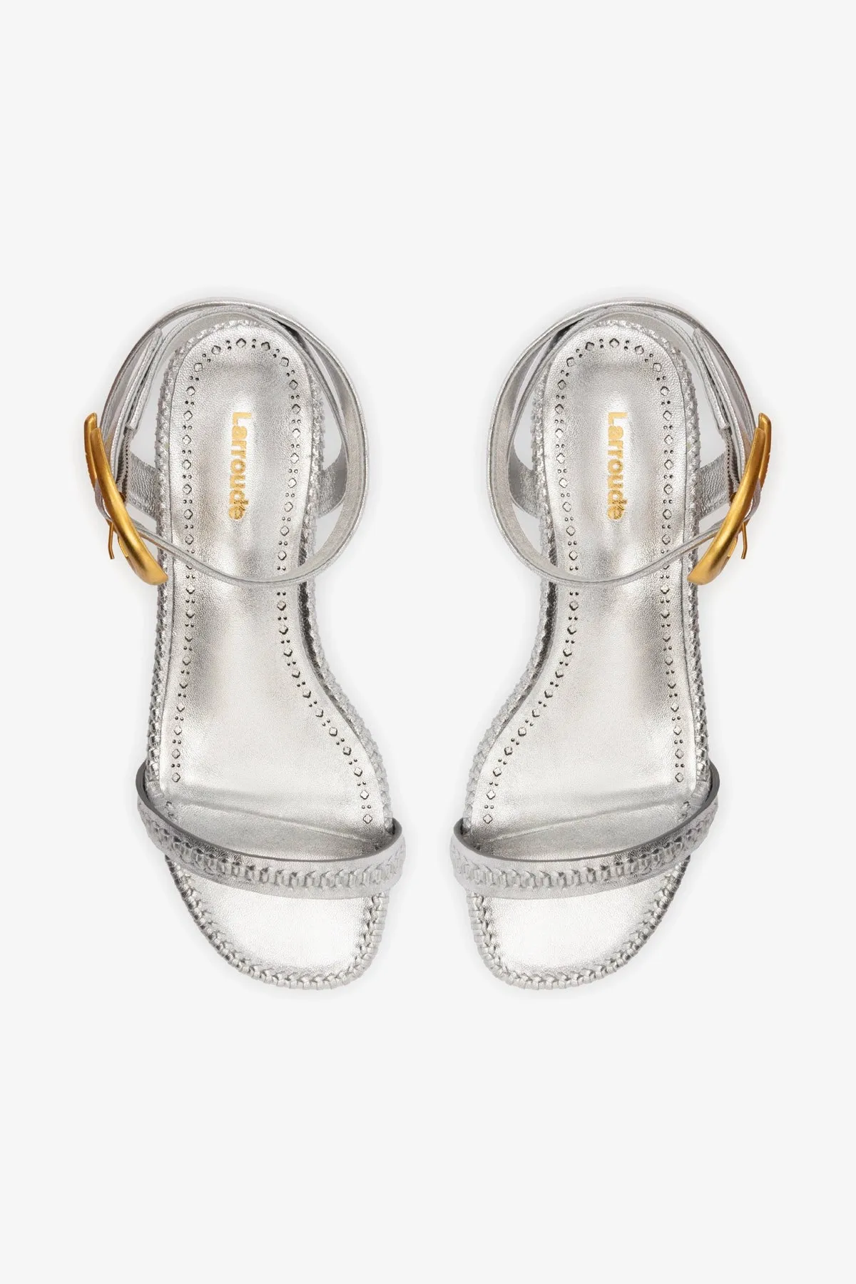 Verona Flat Sandal In Silver Metallic Leather